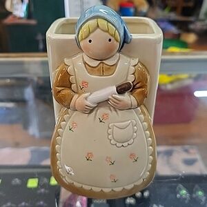 Farmers Wife Ceramic Utensil Holder/ Planter
